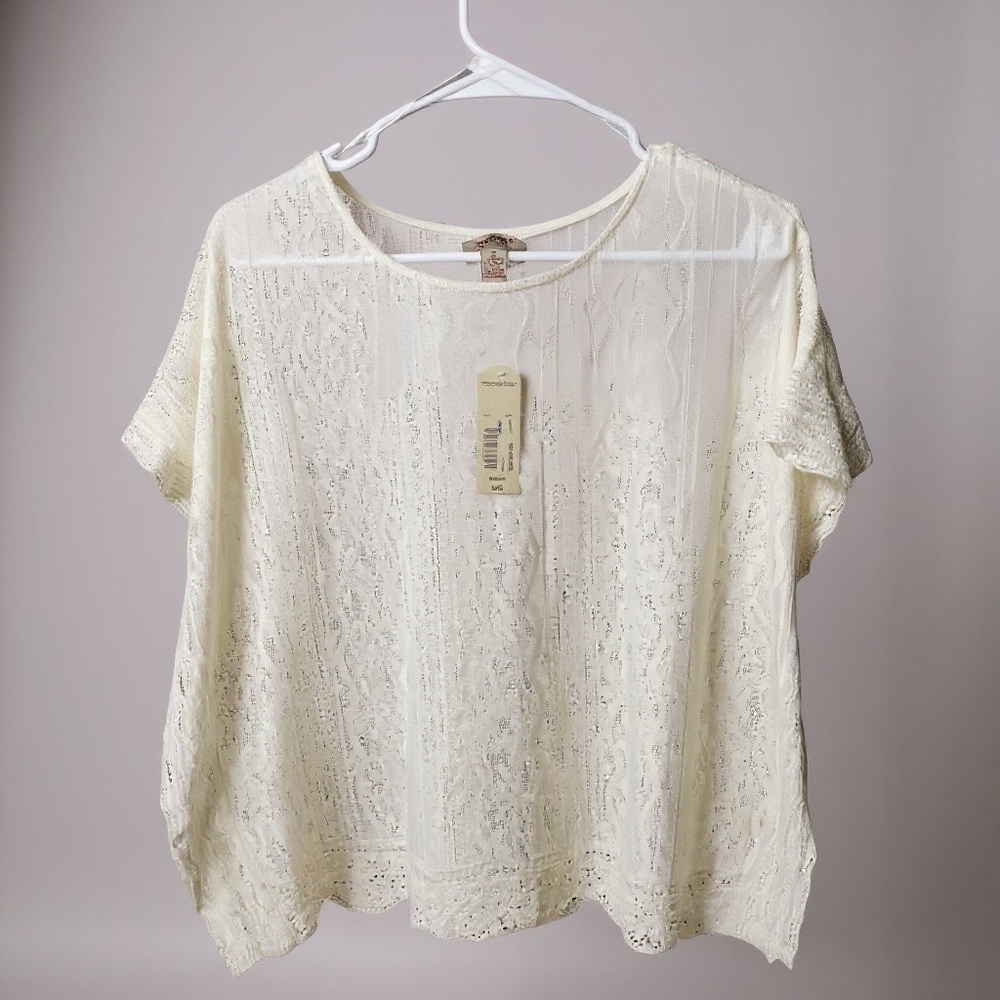 Arizona Jean Company Cream Lace Blouse